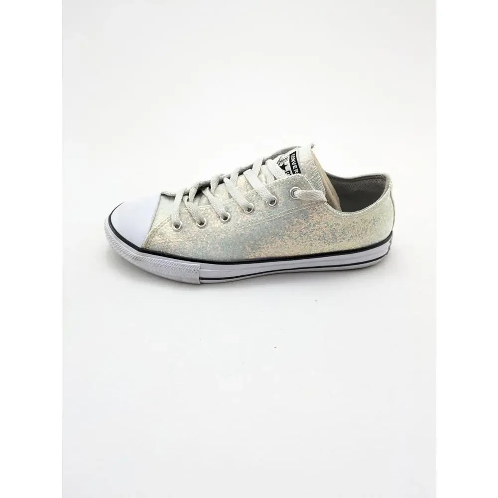 Youth Converse CTAS Ox Wolf Grey Rainbow Glitter Casual Shoes 665979C Size 5